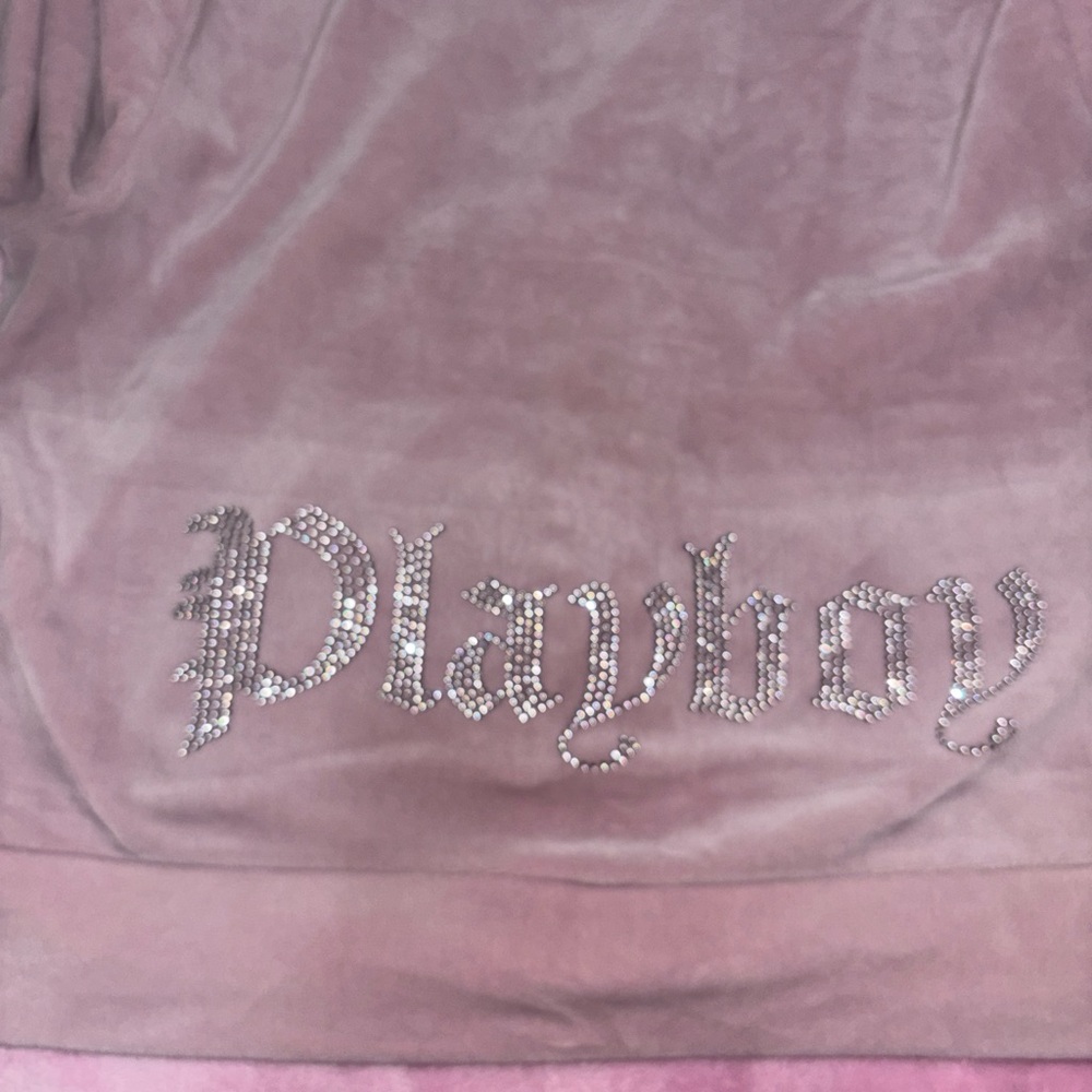 Playboy Blush Velour Top with Rhinestone Logo